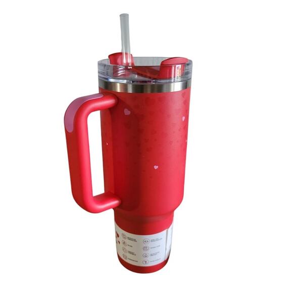 Stanley 40 OZ‎ Limited Edition Valentines Day H20 Tumbler NEW Red Hearts - Picture 3 of 5